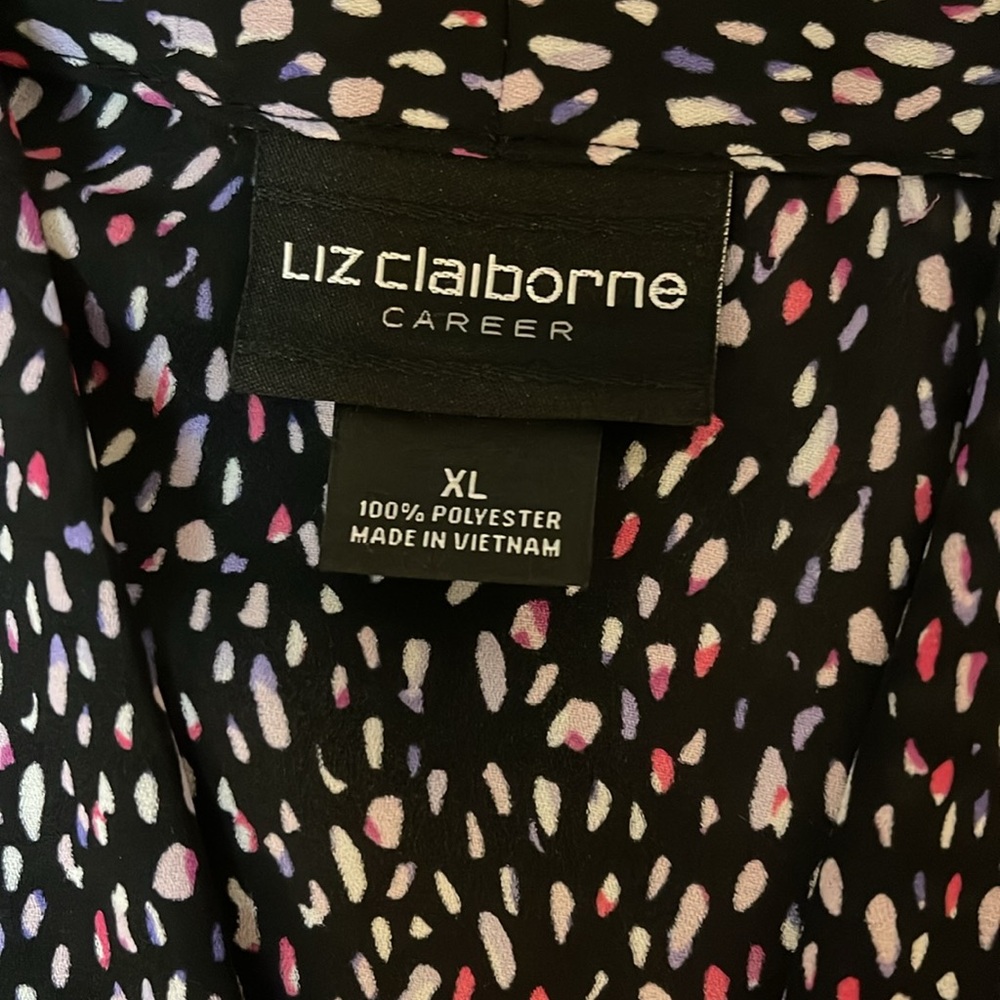 Liz Claiborne V-Neck Sleeveless Blue/White/Purple/Pink Blouse Size X-Large EUC - Picture 3 of 5